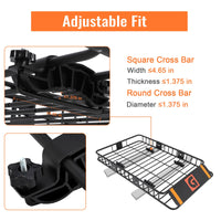 Galerie de toit Garvee 64 x 39 pouces en acier antirouille pour voiture et SUV, camping et voyages, extensible jusqu'à 200 lb