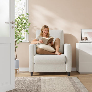 Fauteuil d'appoint Garvee 33,9 po en chenille, canapé deux places avec ressorts ensachés de 7,5 po, beige compact, pour salon et chambre à coucher