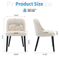 Ensemble de 2 chaises de salle à manger Garvee style Mid-Century, revêtement en lin beige, pieds en bois, pour cuisine et salon, capacité de charge de 136 kg, design moderne