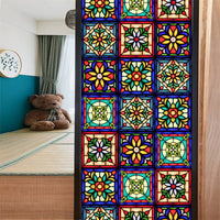 Film adhésif rétro coloré Garvee à motif floral, électrostatique, 45 x 100 cm, translucide, pour salon et bureau.