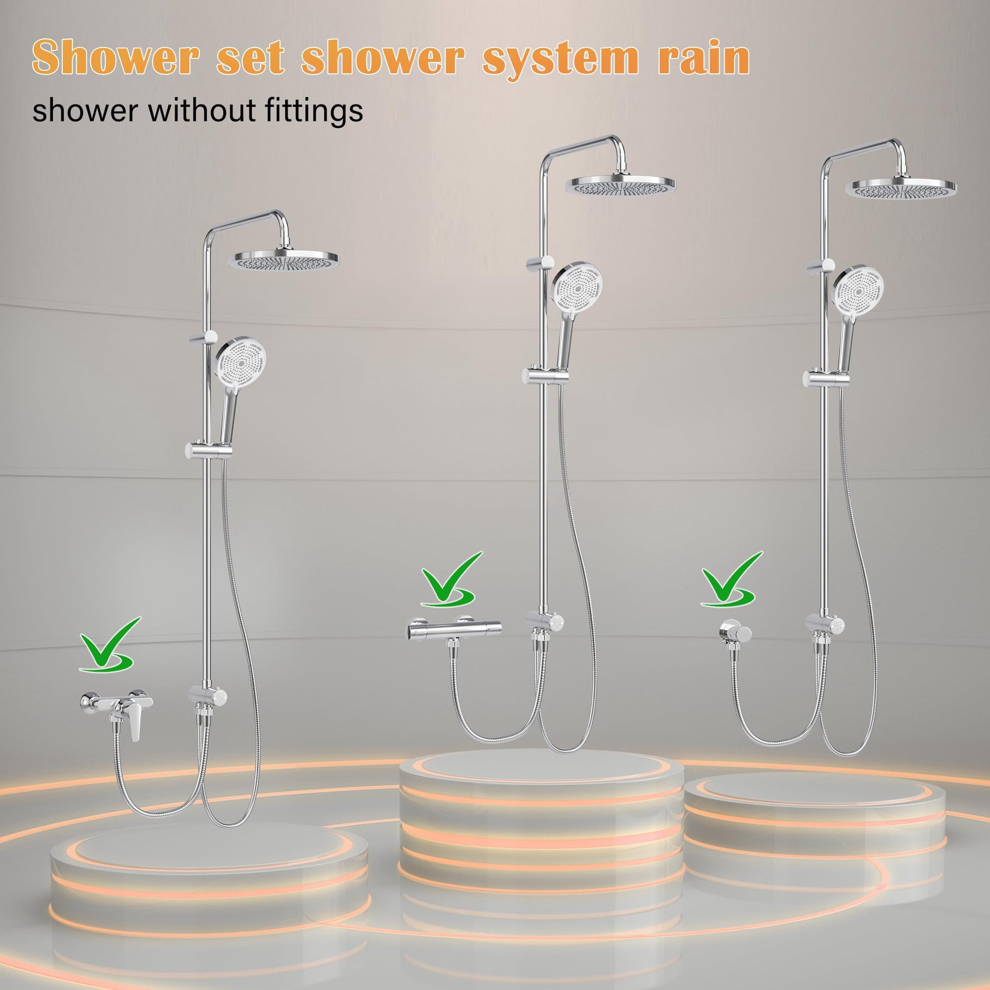 Colonne de douche GARVEE Rain Shower sans accessoires chromés – Colonne de douche ronde en acier inoxydable 25 cm
