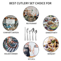 Garvee Ménagère 20 pièces en argent pour 4 personnes, acier inoxydable, motif à damier, finition polie miroir, compatible lave-vaisselle, pour la cuisine et la restauration, argent
