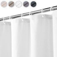 Rideau de douche épais Garvee Flax aspect lin 240 g/m² avec crochets pour salle de bain, blanc, 180 x 180 cm
