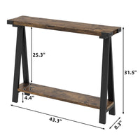 Console Garvee pour entrée, 2 niveaux avec rangement, pieds en forme de R, bois, 110 cm, salon et bureau, étroite, polyvalente