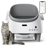 Garvee Bac à litière autonettoyant intelligent pour chats, 65 L, contrôle via application, double désodorisation, pour plusieurs chats, blanc - Blanc