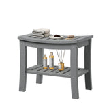 Banc de douche Garvee en PEHD avec étagère pour salle de bain et baignoire, aspect bois, imperméable, facile à nettoyer