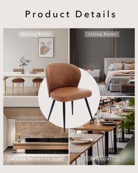 Garvee Ensemble de 2 chaises de salle à manger , rembourrées, avec pieds en acier et dossier haut en cuir, pour la cuisine et la salle à manger, 59 cm, Brun