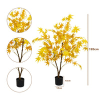 Sapin d'érable artificiel Garvee de 120 à 180 cm (4 pieds), jaune, avec pot en plastique, idéal pour le salon et les fêtes. Décoration automnale.