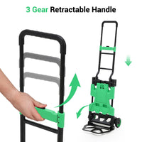 Garvee Chariot Pliable 2 en 1 avec Panier et Poignée Réglable, Charge 150 kg, Métal Robuste, Roues Silencieuses, pour Courses et Déménagements