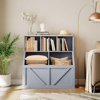 Étagère et rangement pour jouets Garvee pour enfants, avec 3 étagères ouvertes et 2 grands compartiments, gris, pour chambre d'enfant et salle de jeux, robuste et sécuritaire, en MDF, 90 x 42 x 92 cm