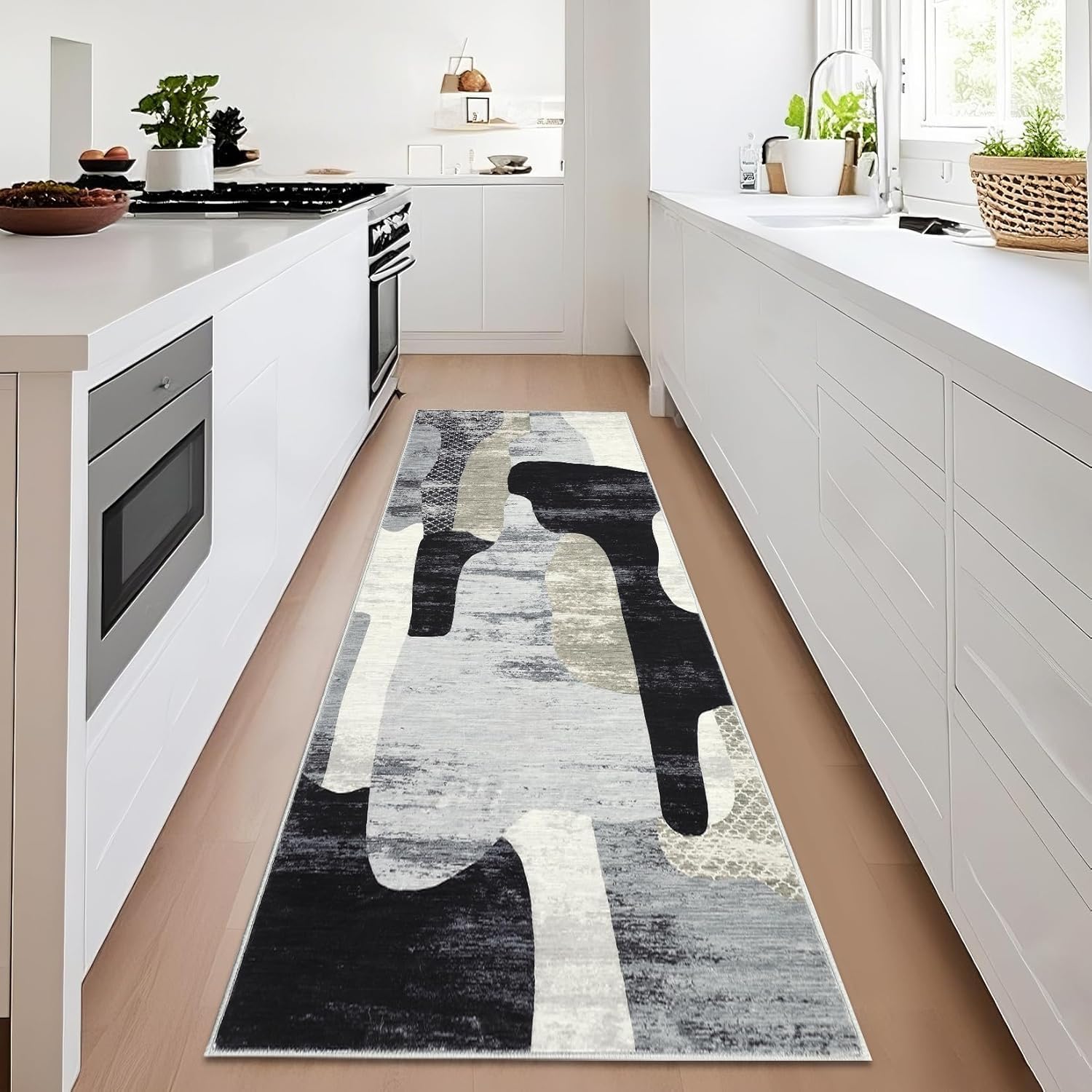 Tapis d'intérieur moderne abstrait Garvee, poils courts, antidérapant, lavable en machine, doux, léger, 60 x 230 cm, salon, bureau, multicolore