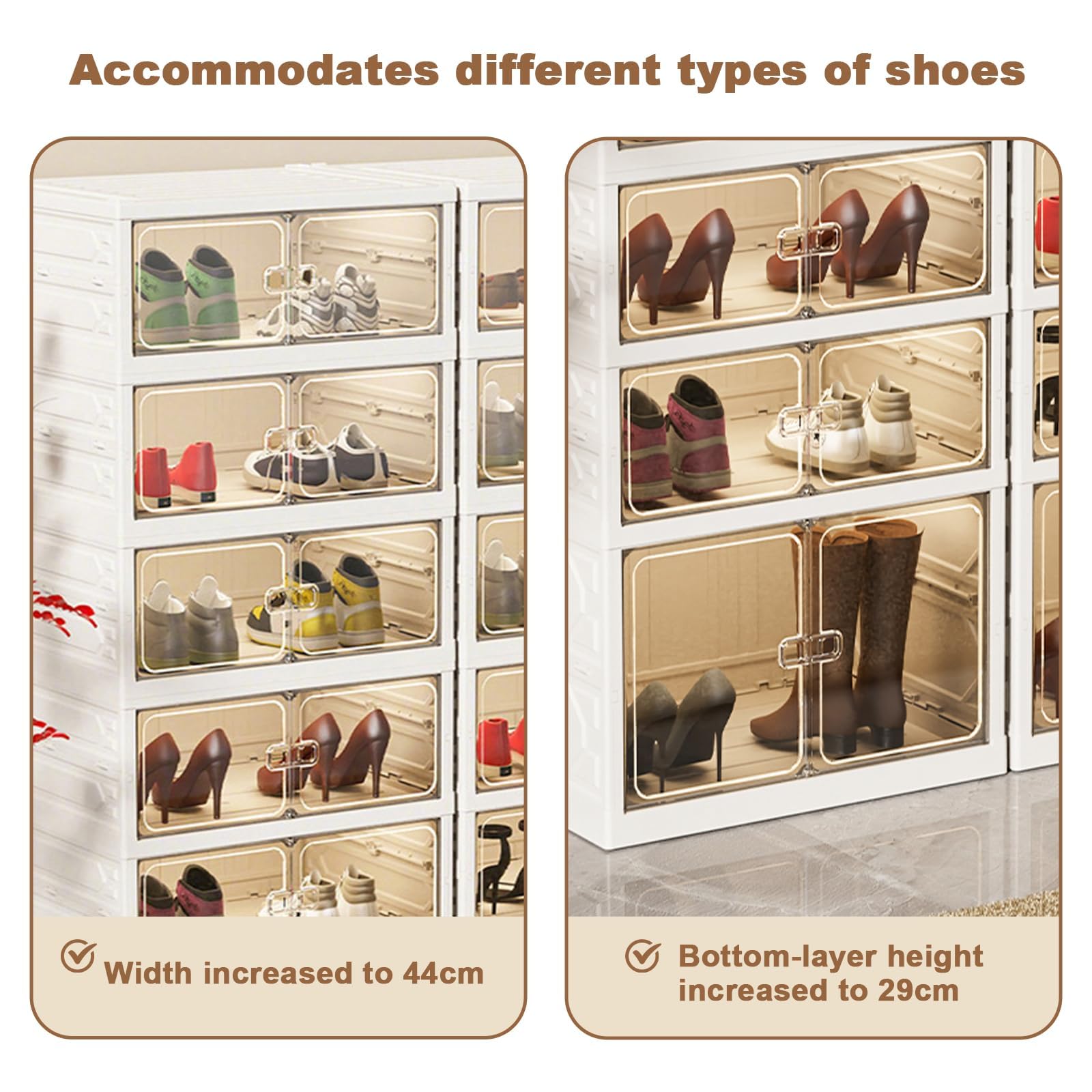 Étagère à chaussures pliable Garvee à 6 niveaux avec housse, robuste, anti-poussière, en PP+PS, pour entrée et salon, 6 ou 9 niveaux, transparente
