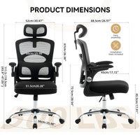 Chaise de bureau ergonomique Garvee en maille avec appui-tête réglable, idéale pour le bureau et le gaming. Dossier haut, base en métal robuste, noire.