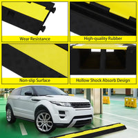 Ensemble de 3 pièces Garvee : rampe de protection de câbles à 2 canaux, capacité de charge de 11 000 lb, caoutchouc et PVC antidérapants pour parkings et chantiers de construction