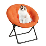 Garvee Fauteuil saucer fauteuil lounge avec structure en métal doré, revêtement surdimensionné en fausse fourrure, pliable, confortable, orange pour chambre et salon - Orange