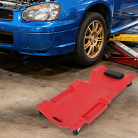 Chariot d'atelier Garvee 40" en plastique PEHD, capacité de charge de 159 kg, ergonomique, appui-tête rembourré, 6 roulettes pivotantes, profil bas, pour réparations automobiles, noir