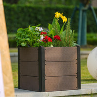 Garvee Jardinière surélevée aspect bois 48 × 48 × 43 cm, bac en composite durable sans fond, racines profondes, gain de place, montage facile, légumes et fleurs