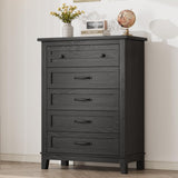Garvee commode 5 tiroirs 105 cm en MDF, grand rangement, tablette imperméable, base surélevée et dispositif anti-basculement - Noir profond
