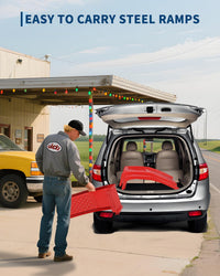 Ensemble de rampes de levage Garvee pour voiture, capacité de 3630 kg (8000 lb), 2 rampes en acier, hauteur de levage de 20 cm (8 po), antidérapantes, robustes, rouges, 91 x 33 x 23 cm (36 x 13 x 9 po), pour atelier et garage