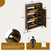 Garvee Meuble à chaussures en rotin avec 3 tiroirs abattants et 4 niveaux de rangement pour entrée et couloir, en MDF et métal, étagères réglables, robuste, grand format, couleur naturelle