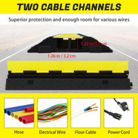 Ensemble de 3 pièces Garvee : rampe de protection de câbles à 2 canaux, capacité de charge de 11 000 lb, caoutchouc et PVC antidérapants pour parkings et chantiers de construction