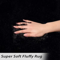 Tapis moelleux Garvee 4 cm en polyester peluche noir pour salon et chambre d'enfant. Extra doux et antidérapant.