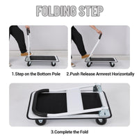 Chariot de manutention pliable Garvee, capacité de charge de 150 kg, roues en acier et caoutchouc, poignée ergonomique, idéal pour le bureau et l'entrepôt.