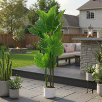 Monstera artificiel Garvee, 1,1 m, résistant aux UV, pot en ciment stable, sans entretien, décoration intérieure pour salon ou bureau, vert