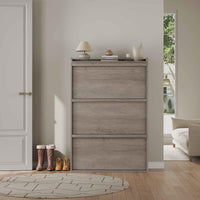 Meuble à chaussures Garvee avec 3 compartiments pliables, étagère réglable, bois MDF, pour entrée et salon, gris, gain de place, robuste