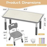 Garvee Ensemble Table et 6 Chaises pour Enfants à Hauteur Réglable, Plateau Motif Graffiti et Pieds Antidérapants pour Maison, École et Crèche