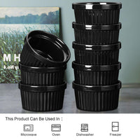 Garvee Cuencos Ramequines 8 oz Porcelaine allant au four Style classique Crème Brûlée Soufflé de cuisson noir