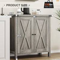Garvee petit meuble de rangement, style campagne, avec 2 portes et étagères réglables, 76 × 40 × 80 cm, gris rustique, idéal pour le salon et la salle à manger