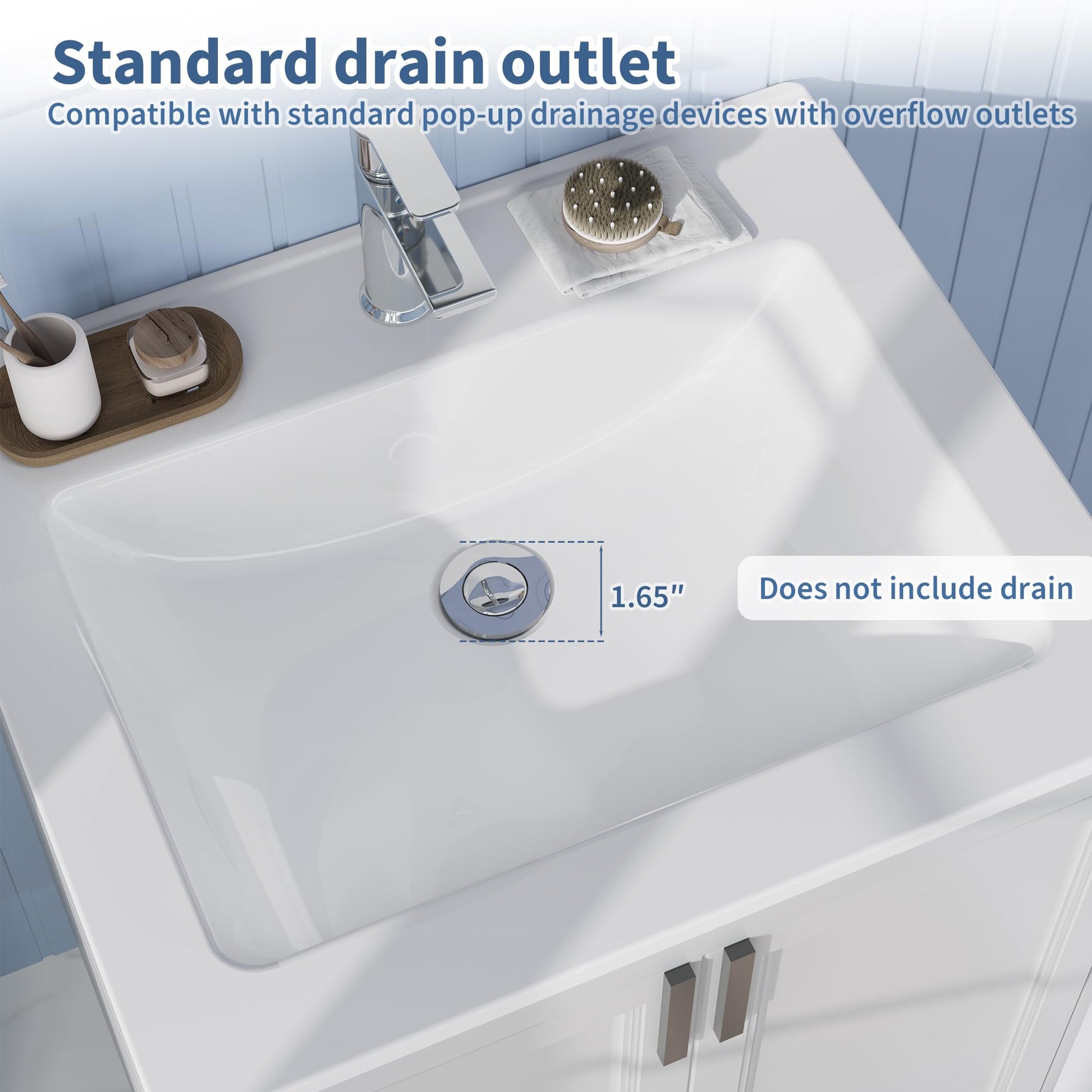 Lavabo encastré Garvee 21 x 18 pouces en céramique blanche avec trop-plein pour salles de bain compactes, étagère étendue, installation facile