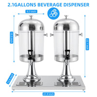 Garvee Distributeur de Boissons 16,7 L en Acier Inoxydable, avec Bac à Glaçons, Bac d’Égouttement et Support, Argenté, pour Fêtes et Mariages