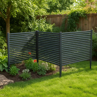 Clôture d'extérieur Garvee 119 x 89 cm, 2 panneaux métalliques, antirouille, résistante aux intempéries, pour jardin et terrasse, flexible, montage facile, grise