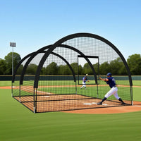 Cage de frappe de baseball Garvee de 10 m avec cadre, en polyester et poteaux en fibre de verre, pour l'entraînement au baseball et au golf dans le jardin, 10 x 3,7 x 2,4 m, noir