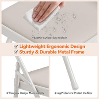 Ensemble de 4 chaises pliantes Garvee avec assise rembourrée en PU, pieds en métal, patins antidérapants, beige, empilables et ergonomiques, idéales pour le bureau et les événements.