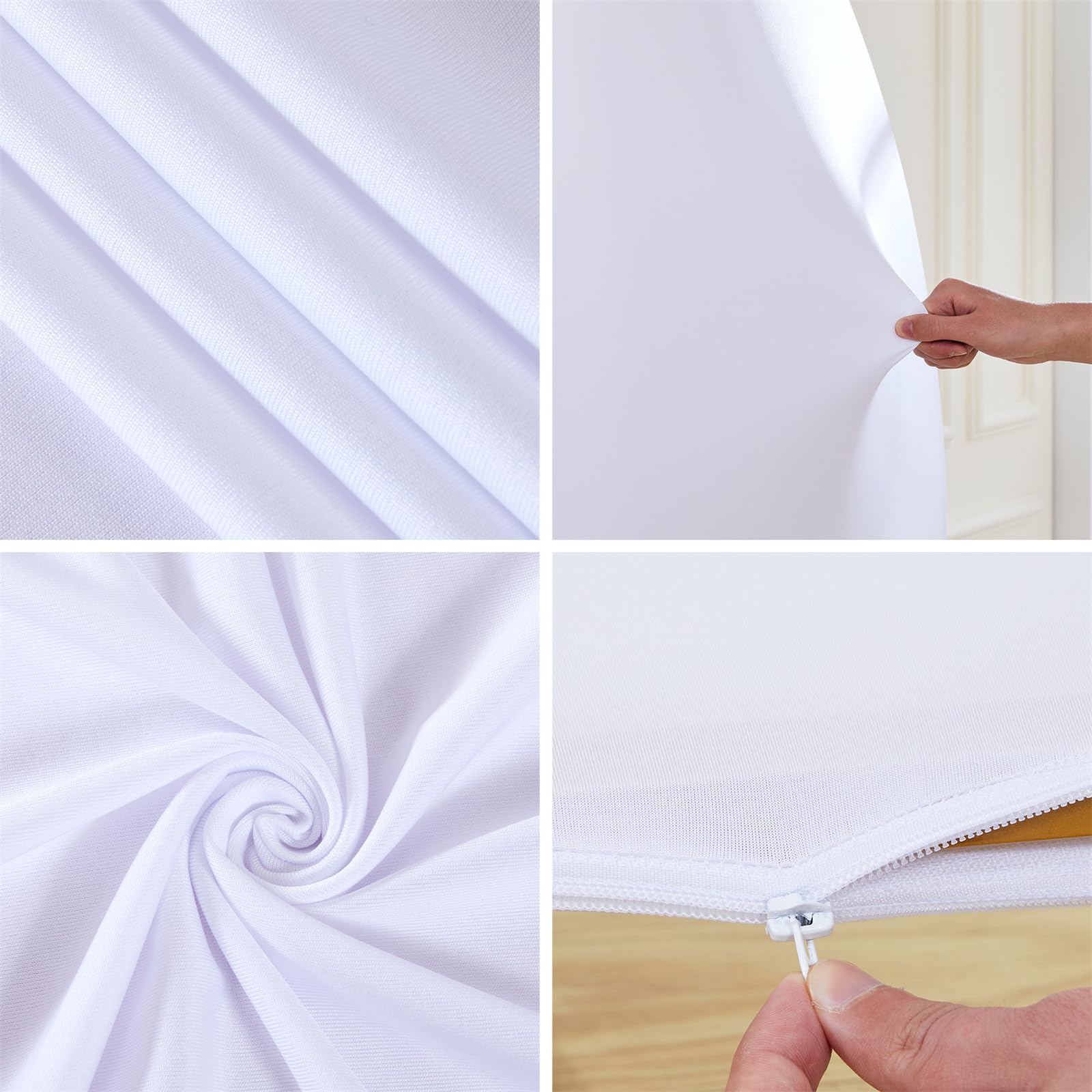 Arche de mariage Garvee - Housse extensible en spandex de 1,5 m (5 pi) en forme de croissant, élastique et réutilisable, blanche, idéale pour la décoration de mariages, d'anniversaires et de fêtes.