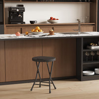 Tabouret pliant Garvee avec poignée, portable, capacité de charge de 272 kg, pieds antidérapants, structure en acier pour le camping et la cuisine, léger et pliable, noir