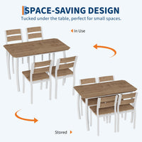 Ensemble table et chaises de salle à manger Garvee pour 4 personnes, structure en métal, design d'angle, chaises ergonomiques, bois, blanc, gain de place pour les petites pièces