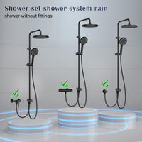 Colonne de douche GARVEE Rain Shower sans accessoires – Colonne de douche ronde en acier inoxydable noir 25 cm