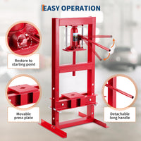 Garvee Presse hydraulique 6 t à cadre en H réglable, plaques doubles en acier résistant, pour atelier auto, rouge