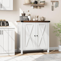 Garvee buffet de cuisine avec portes, étagère réglable, style campagnard, pour cuisine, salon, salle à manger, blanc et brun