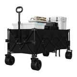 Garvee Chariot de plage pliable avec roues tout-terrain, cadre en acier, charge 159 kg, pour la plage et l'extérieur, pliable, noir - Noir