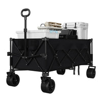 Chariot de plage pliable Garvee avec roues tout-terrain, cadre en acier, capacité de charge de 159 kg, pour la plage et l'extérieur, pliable, noir