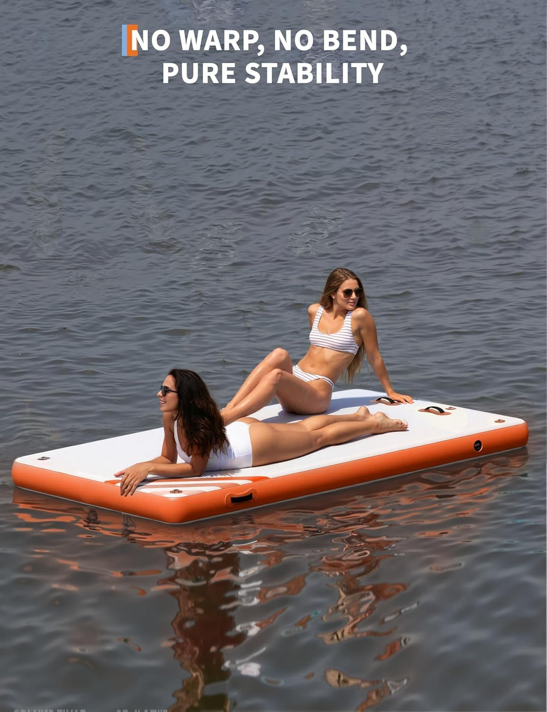 Garvee Plateforme gonflable flottante 2,4 x 1,8 m, surface antidérapante en PVC, stable et équipée d'une échelle pour piscine et plage