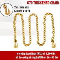 Ensemble de tendeurs de chaîne Garvee 3/8"-1/2" en acier galvanisé de grade 70 pour l'industrie et l'agriculture, crochet réglable de 3 m.