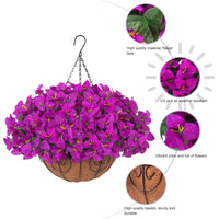 Ensemble de bougainvilliers artificiels Garvee avec panier pour jardin et terrasse, violet, résistant aux UV et aux intempéries.