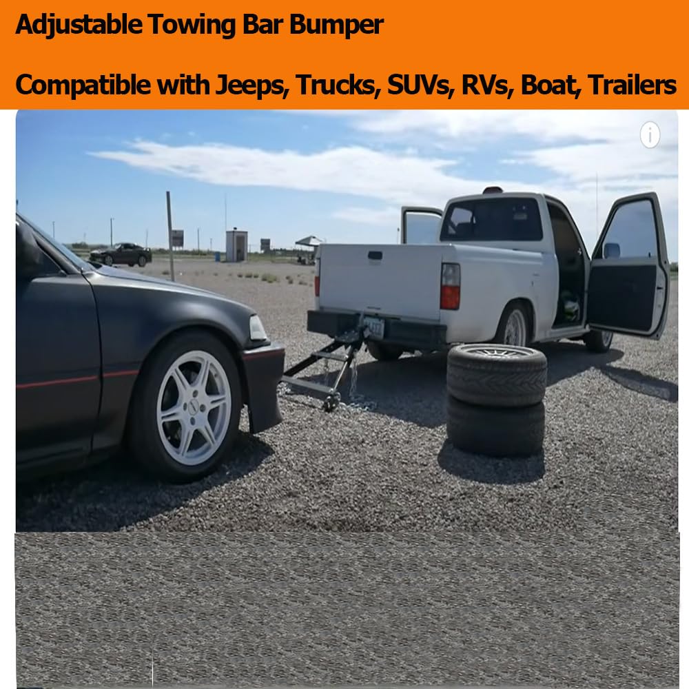 Barre de remorquage amovible Garvee 5000 LB, réglable de 0 à 42,5 pouces, en acier, pour Jeeps, SUV, camping-cars et remorques