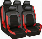 Garvee Lot Complet Housses De Siège Auto 9 Pièces En PU Cuir Respirant et Étanche Pour Voiture SUV Van Universel Noir - Noir & Rouge